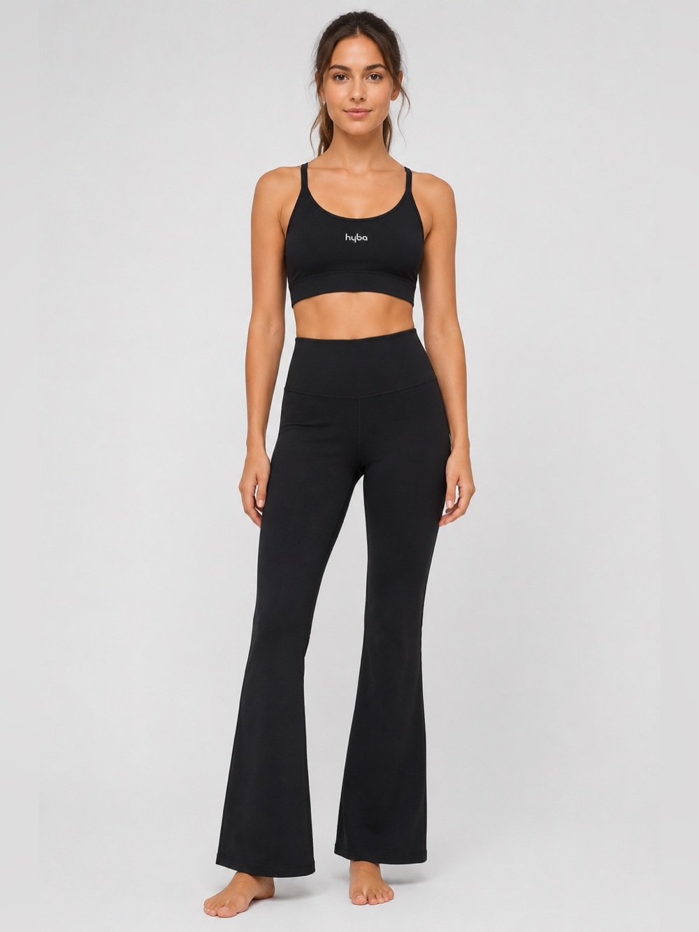 Hyba High Rise Flare Yoga Pants Black Medium Athleisure Pilates Gym Y2K